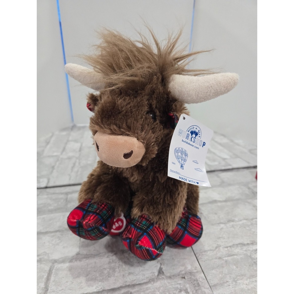 Build‎ a Bear Shaggy Fuzzy HIGHLAND COW Stuffed Animal Brown Soft Plush BAB 14"
